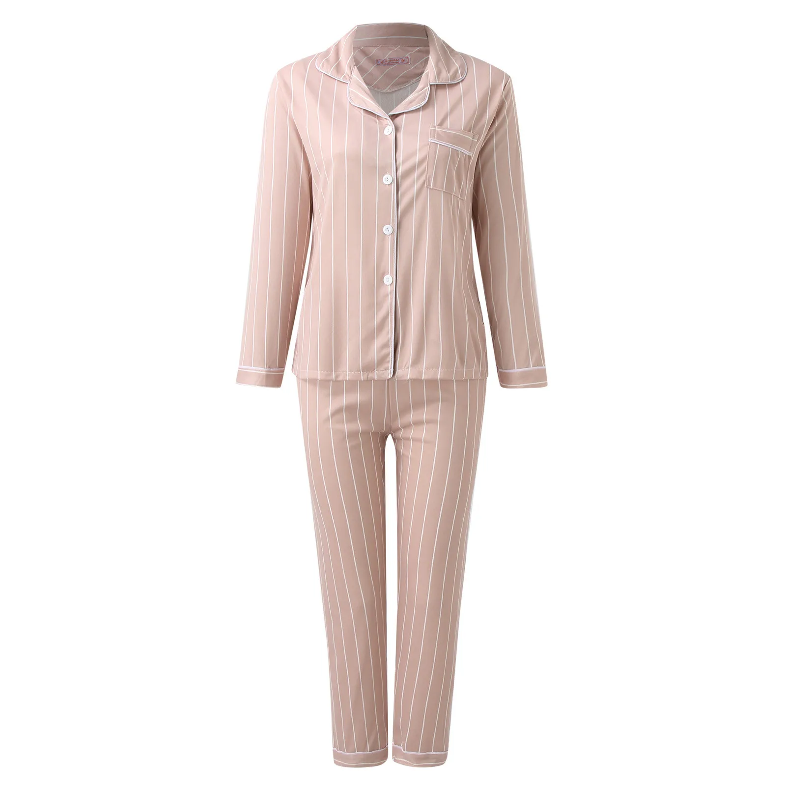 Women Pajama Sets Plaid Sleepwear Long Sleeve Pants Autumn Korean Suit 2 Piece Night Wears Pocket Button Homewear Clothes