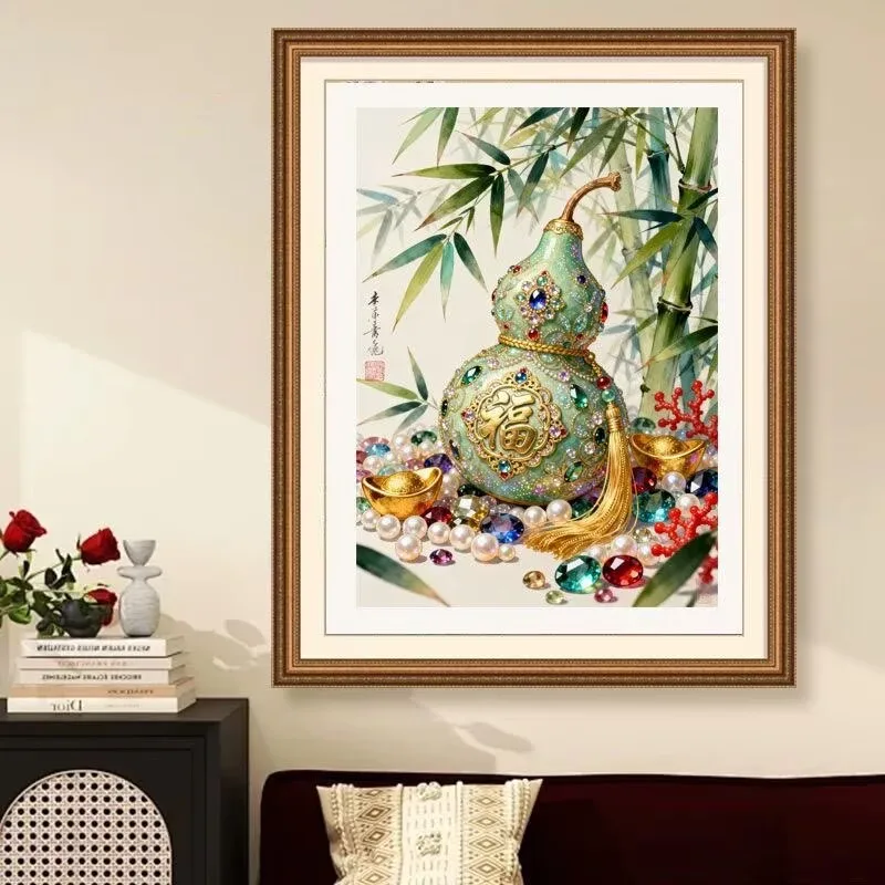 9CT 11CT Gourd Embroidery DIY Chinese Style Printed Kits Cross Stitch Thread Needlework Sets Home Crafts 50 Colors