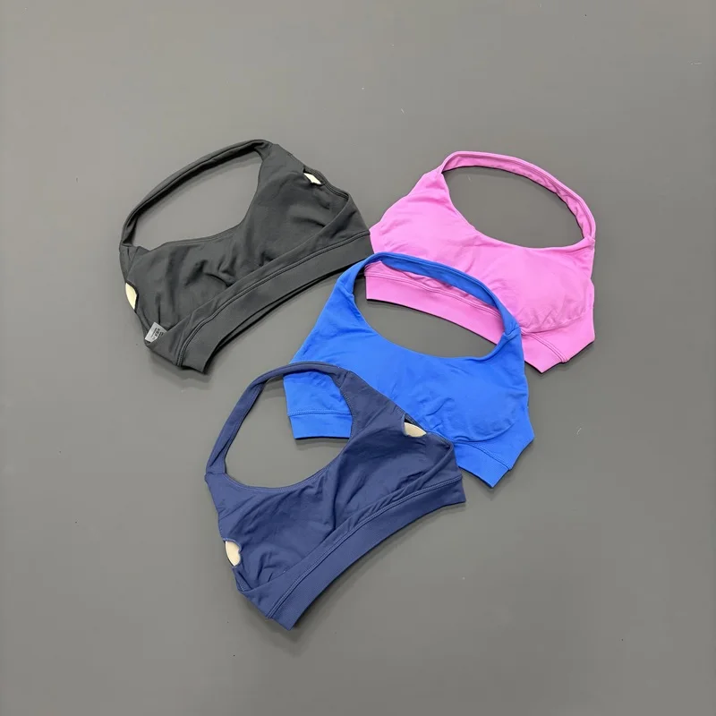 HISTELLO Nahtloser Neckholder-Sport-BH für Damen, offener Rücken, hoher Halt, gepolstertes Oberteil, für Pilates, Yoga, Fitness, Gym, Workout – Detail 7
