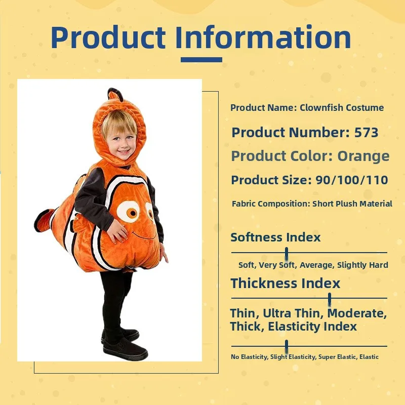 Kinder Halloween Kostüm Nemo die kleine Meerjungfrau Fi Schwanz Weste Cartoon Performance Kleidung Sea World Theme Par Outfit