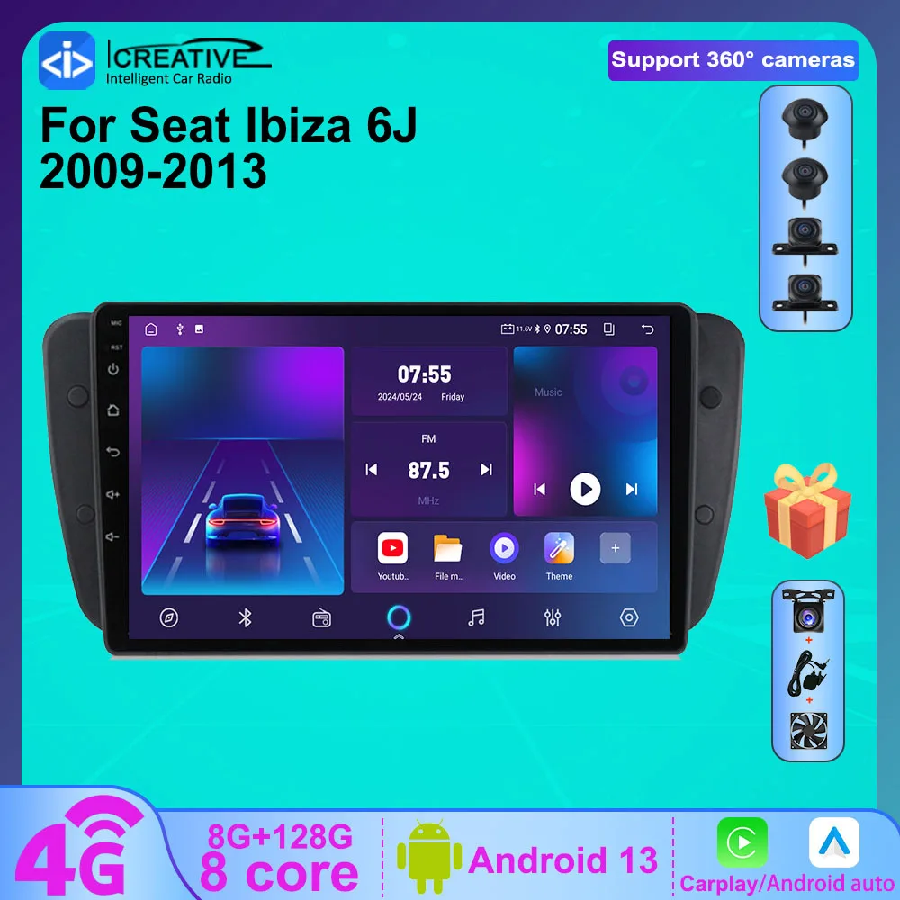 

2Din Multimedia For Seat Leon 2 MK2 Altea 2005-2012 Android 13 Carplay Android Auto Radio 8G 128G Navi DSP Head Unit Car Stereo