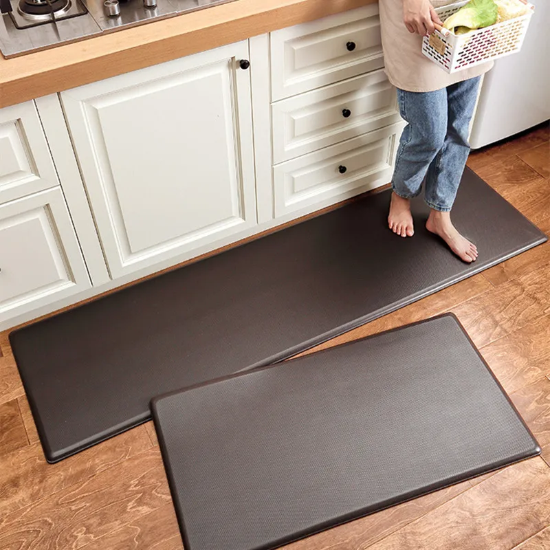 

Kitchen Doormats Waterproof and Oil-proof Long Strip Floor Mat Solid Color Thickened PU Leather Carpet Can Be Scrubbed Rug