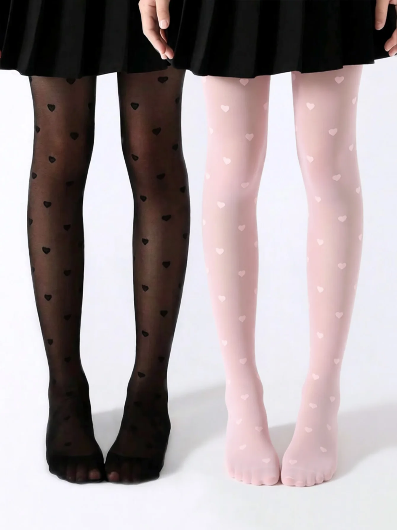 

2 пары детских узких колготок, летние тонкие чулки с сердечками для маленьких девочек, черные, розовые леггинсы для маленькой принцессы, мягкие чулочно-носочные изделия
