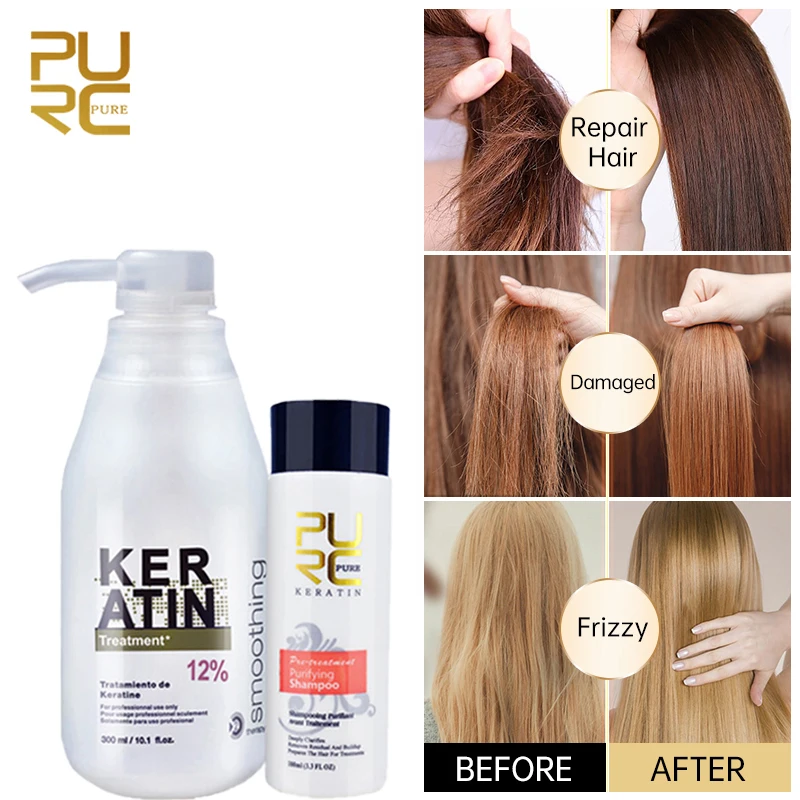 

PURC Brazilian Keratin 12% Formalin Straightening Hair Repair Damage Keratin for Hair 300ml