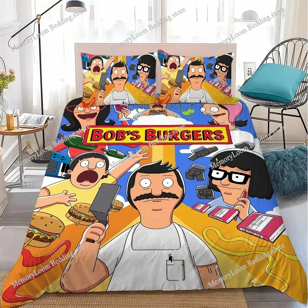

Cartoon B-Bobs B-Burgers Duvet Cover Set Home Style Bedding Soft Laundry Cotton Bed Four Seasons Student Dormitory Luxury Gift