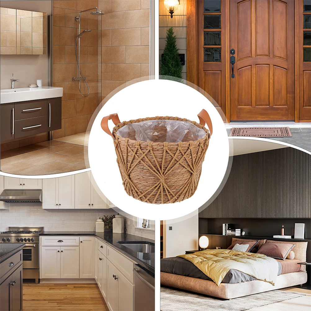 

Multi-Purpose Woven Storage Basket Natural Straw Fiber Planter Basket for Indoor Plants Decorative Home Party Decor Long-Lasting