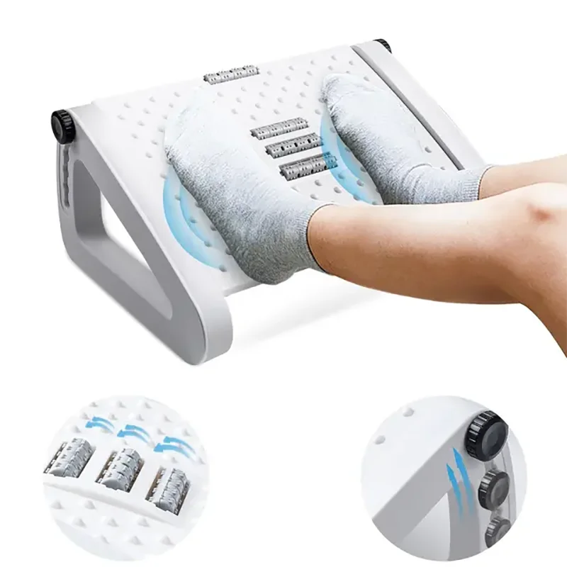BEISHI Under Desk Footrest Ergonomic Foot Rest With Massage Rollers For Home Office Work Desk Leg Rest Pain Relief