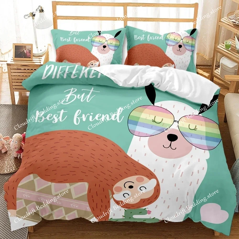 

Llama Duvet Cover Set Queen King Full Twin Size Cute Alpacas Bedding Set Polyester Quilt Cover Animal Comforter Cover