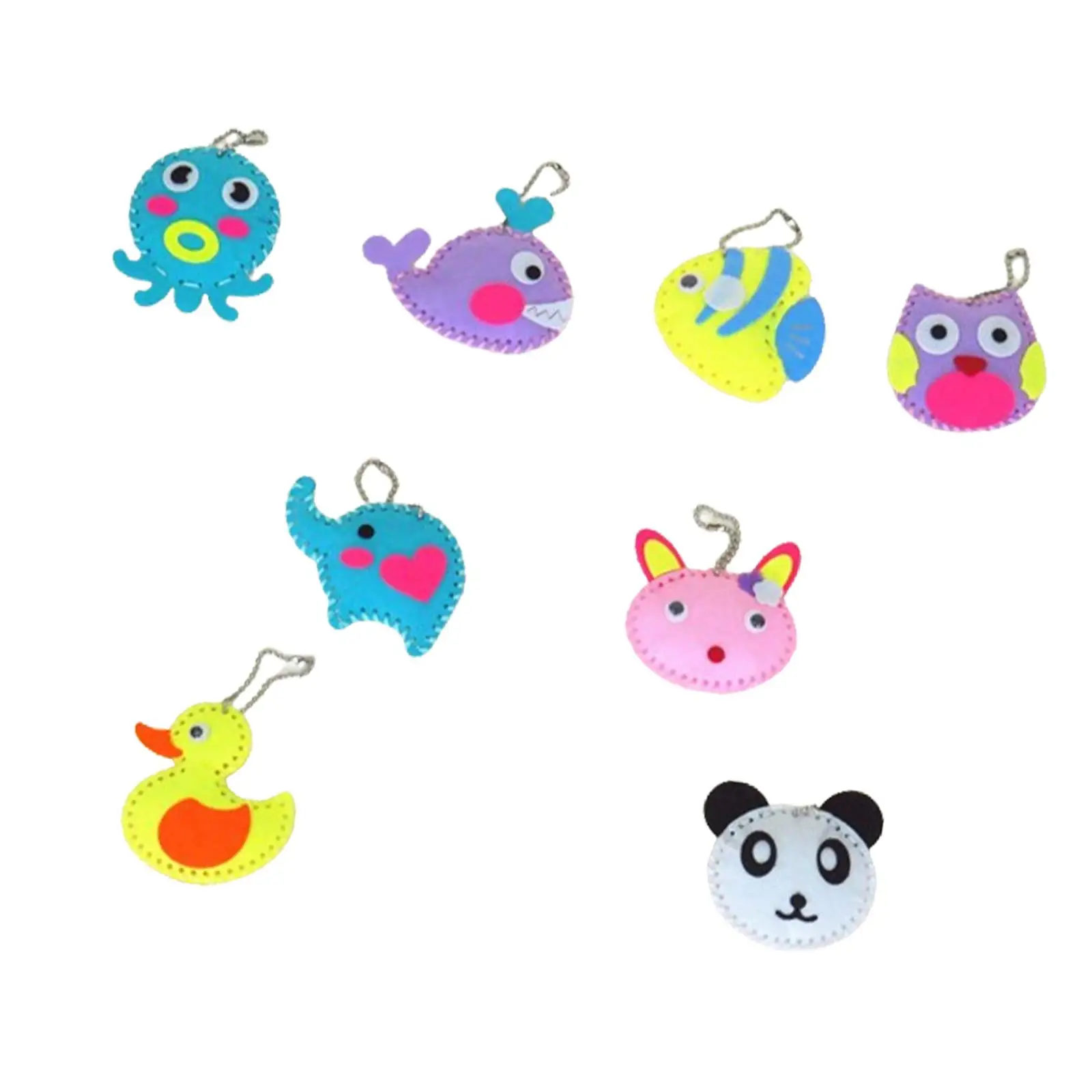 8x Kids Sewing Kit Cartoon Animal Pendants Educational Toys Nonwoven Fabric for