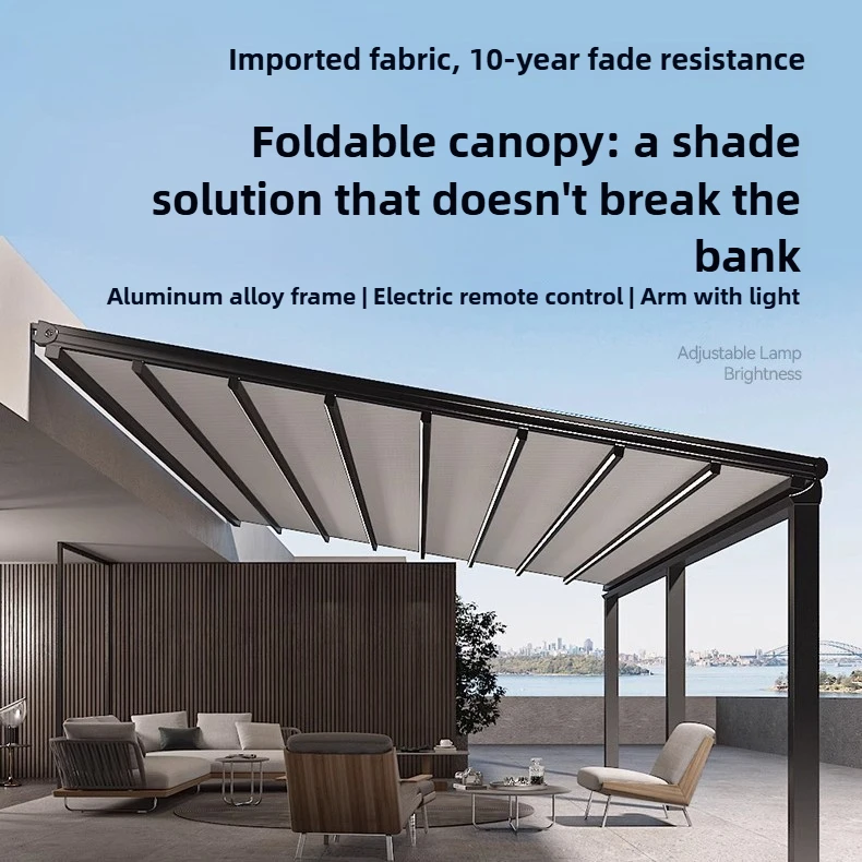 

Садовый навес, солнцезащитный тент, электрический складной навес, интеллектуальный телескопический навес, уличная защита от солнца, алюминиевый сплав