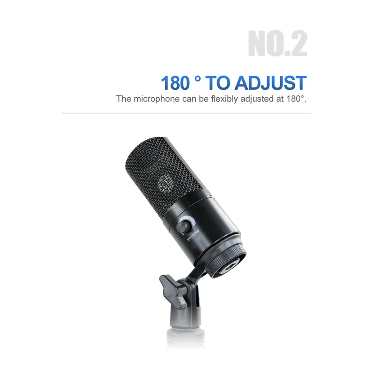 

A42T USB Condenser Microphone Mic with Mini Tripod Stand and Gain Knob for PC Laptop Games Playing Music Recording