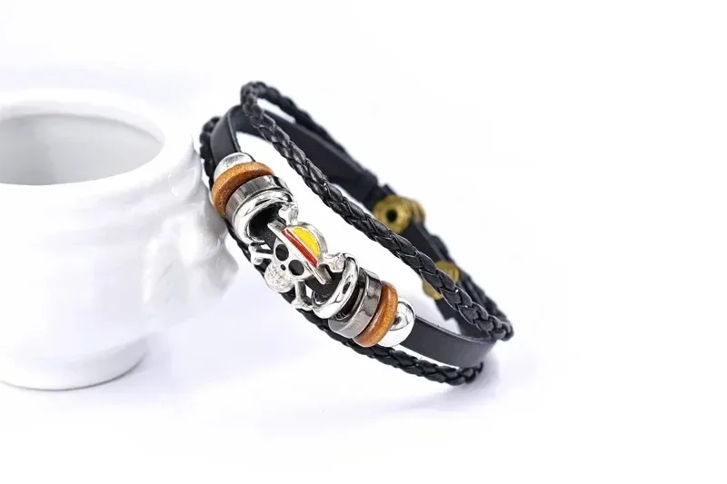 Anime One Piece Armband Luffy PU-Armband Cosplay-Zubehör Strohhut-Piraten-Schmuck Lederarmband Geburtstagsgeschenke – Detail 5