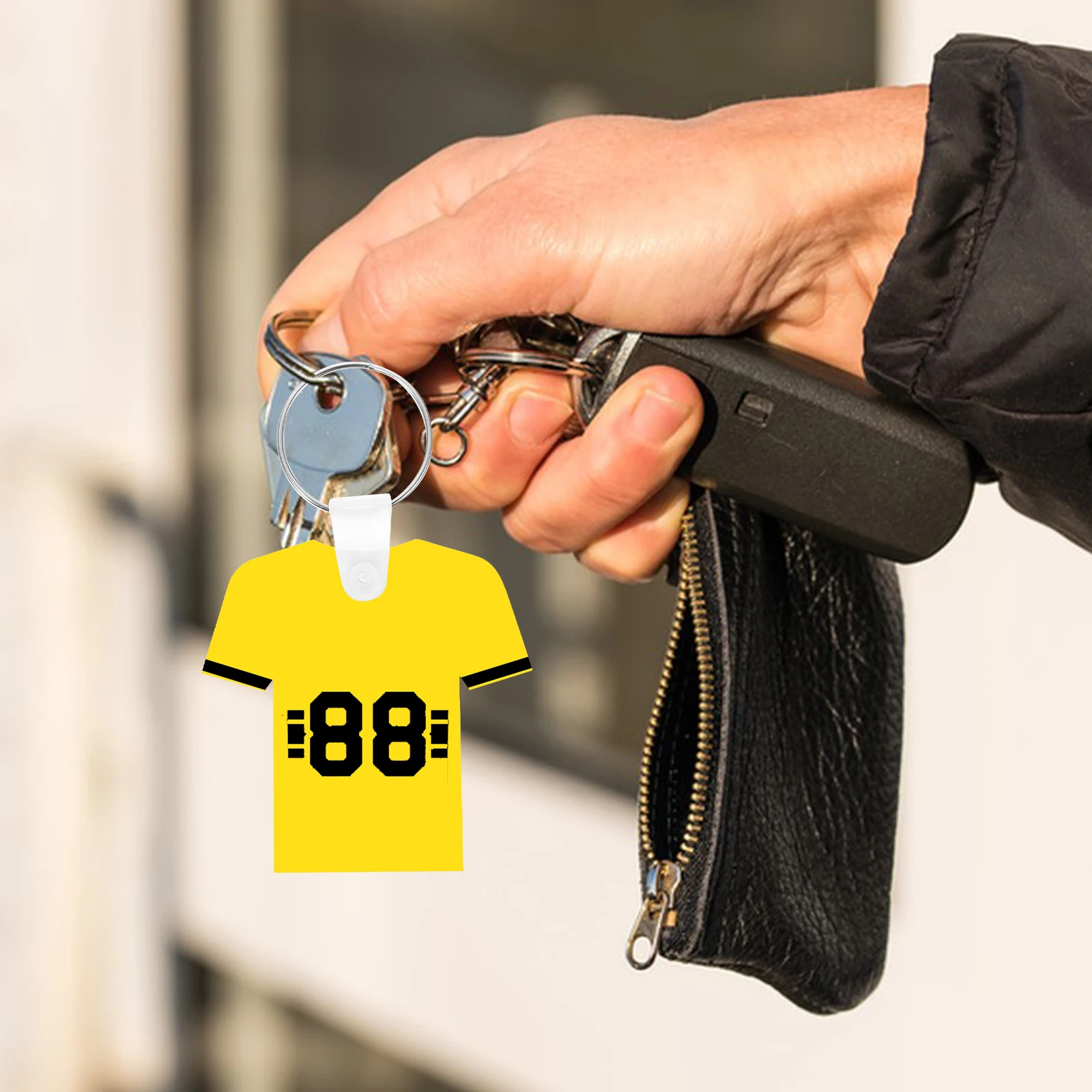 

40 Pcs Keychain Blanks Fiberboard DIY Craft Sublimation Accessories Bulk Rings Charm Handicraft Art Supplies