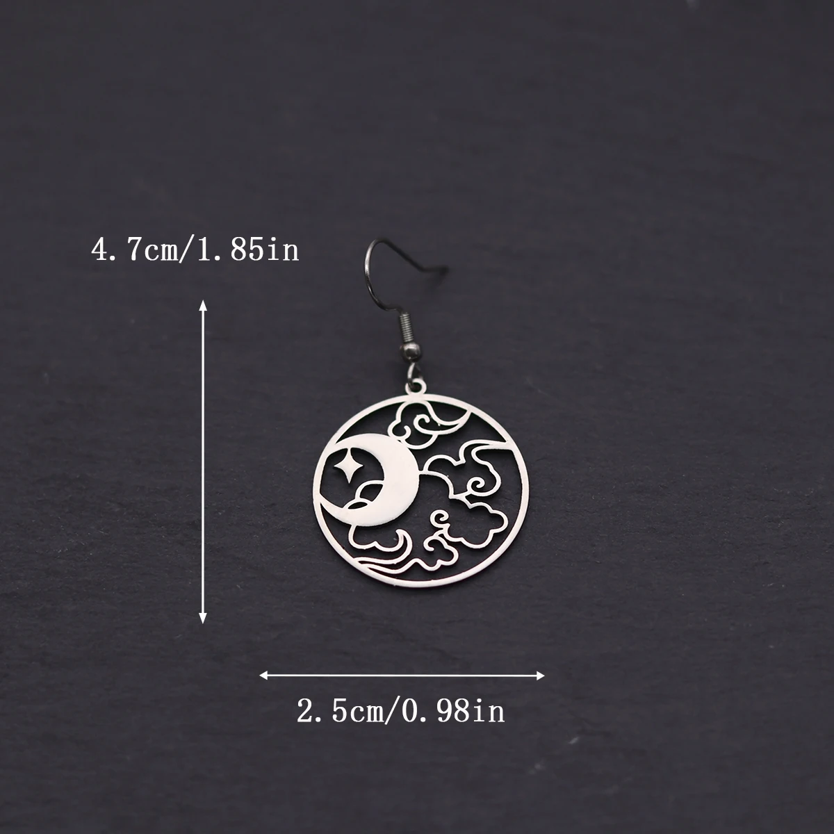 Kinitial Stainless Steel Earrings For Women Girls Cloud Crescent Moon Stars Night Sky Hanging Earring Jewelry Mother's Day Gift