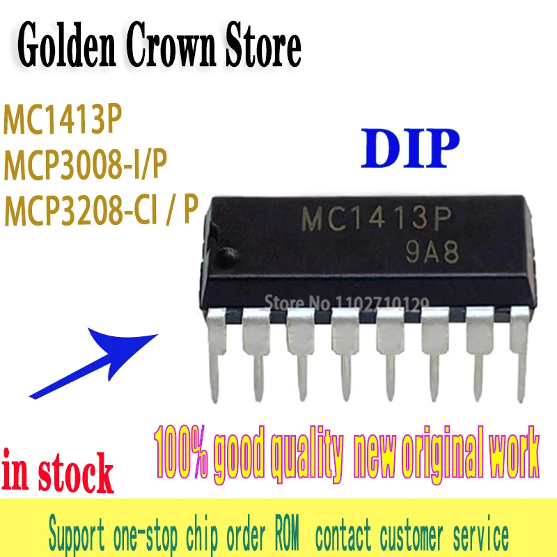 MC1413P DIP16 MCP3008-I/P MCP3008  MCP3208   MCP3208-CI/P 1Pcs/Lot