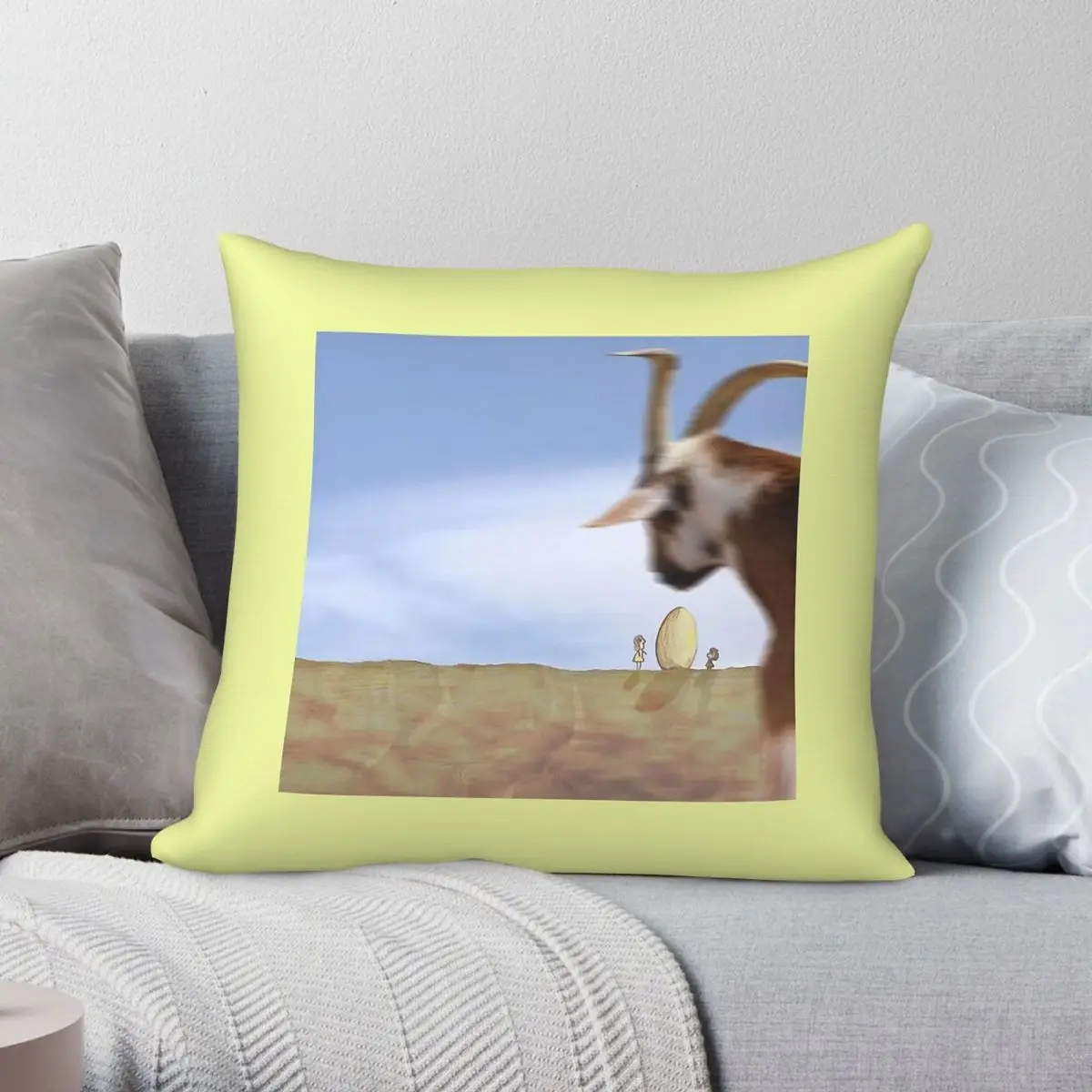 Hippie Cream Goat Egg Feat Goat Square Pillowcase Polyester Linen Velvet Printed Zip Decor Throw Pillow Case Bed Cushion Cover