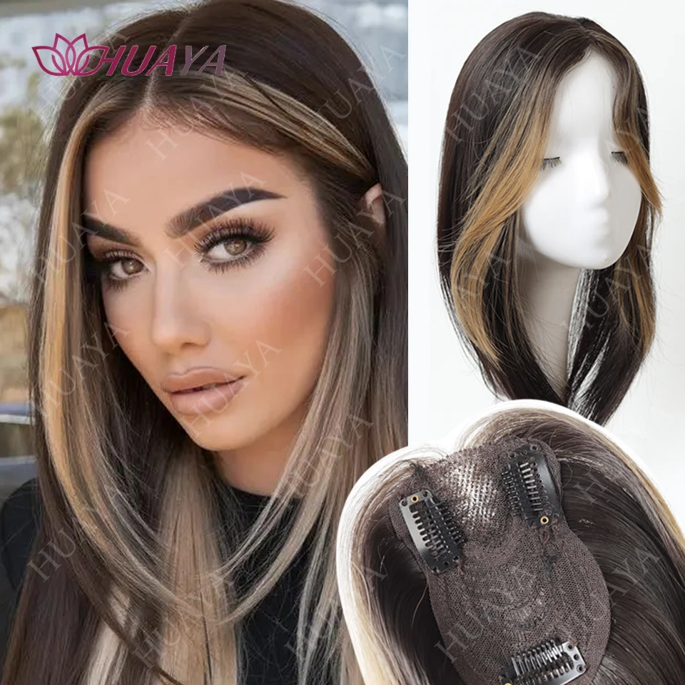 Synthetic wig 3D Natural Highlights Flax Golden Air Bangs Wig Invisible Traceless Forehead Hair Piece Extensions Heat Resistant