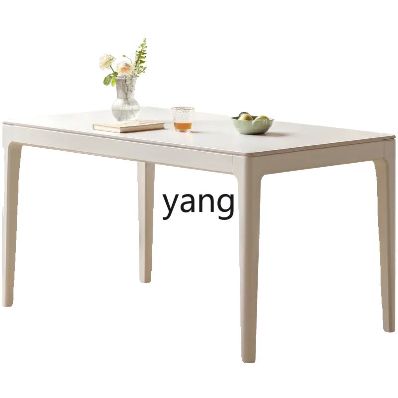 

LH solid wood rock slab dining table dining room table and chairs cream style rectangular dining table household