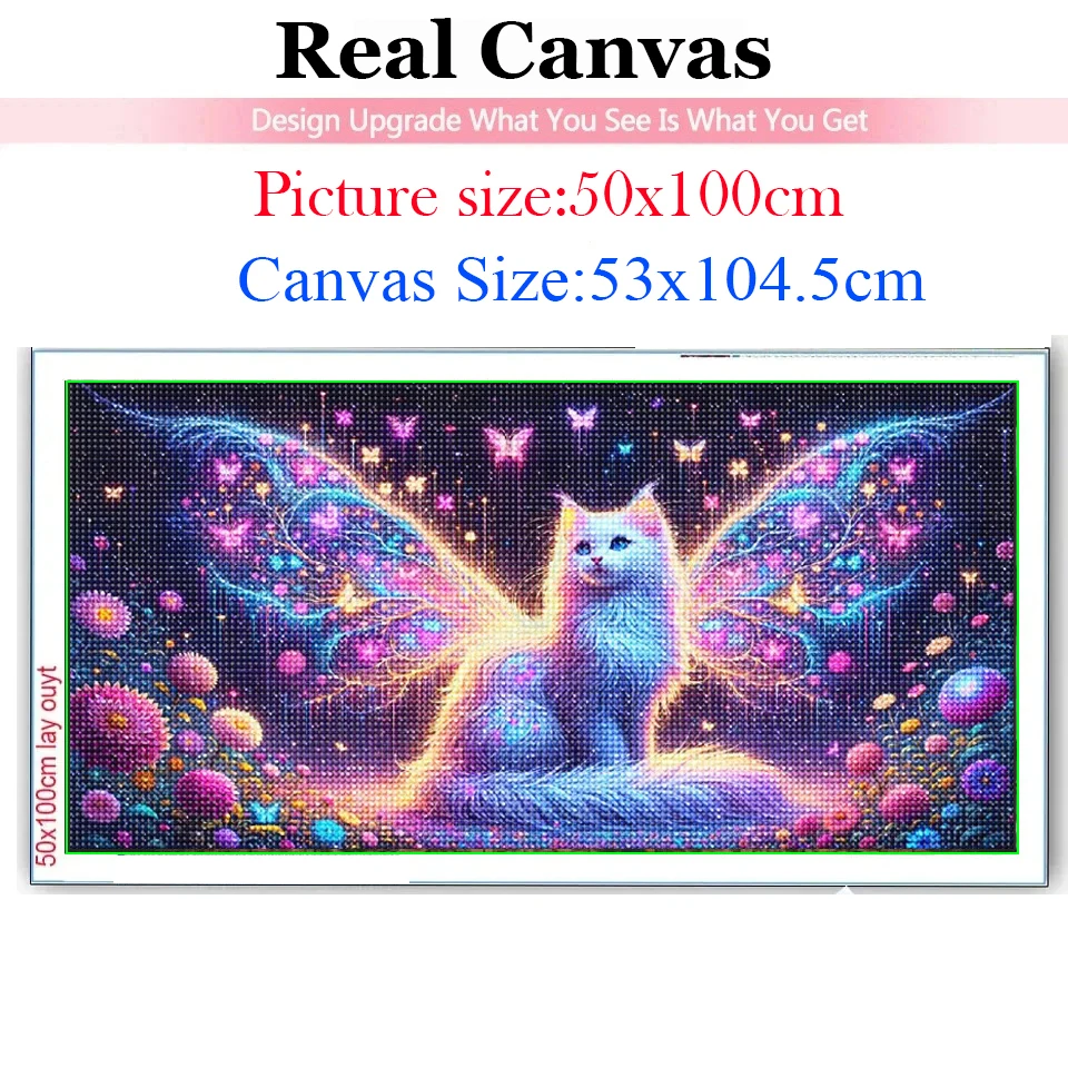 Fantasy Colorful Wings Cat Diy 5D Diamond Painting New Large Size Mosaic Full Diamond Embroidery Cross Stitch for Home Decor