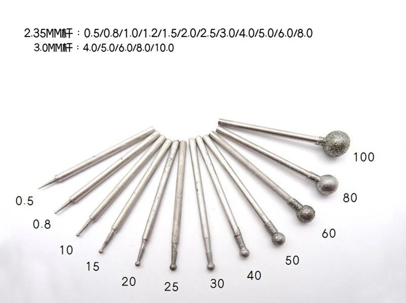 Tête de Meulage Diamantée à Tige de 2.35/3mm, 10 Pièces, Mèches pour Pierre D.lique, Diverses, Implémentées, Outils de Polissage à Distance