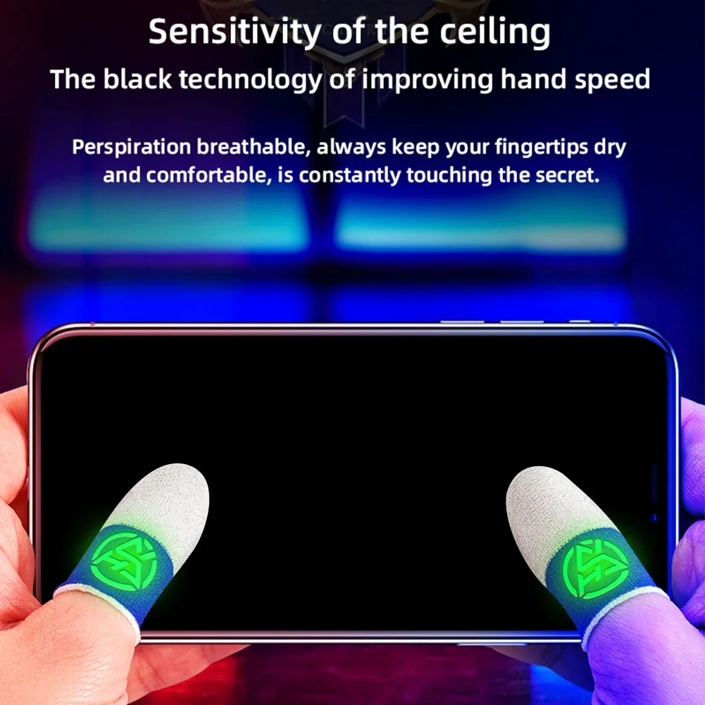 1Pair Fingertips Cover For PUBG Mobile Game Breathable Finger Sleeve For Touch Screen Luminous Mobile Gaming Thumb Gloves image 2