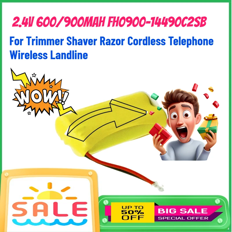 

2.4V 600/900mAh FH0900-14490C2SB Ni-Cd Rechargeable Battery For Trimmer Shaver Razor Cordless Telephone Wireless Landline