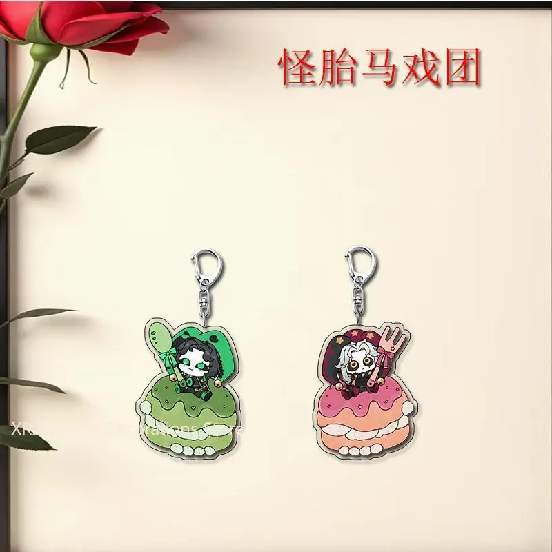 

2pcs The Freak Circus Pierrot Harlequin Keychain Pendant Cartoon Acrylic Bag Decoration charm Keyring Cute Birthday Gift