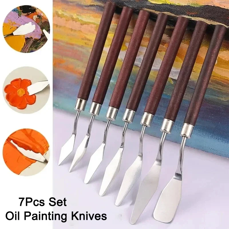 

7Pcs/Set Stainless Steel Oil Painting Knives Artist Crafts Spatula Palette Knife Scraper Drawing Art Tools Stationery Supplies