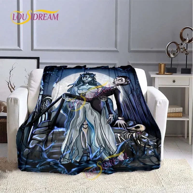 Película animada Tim Burton's Corpse Bride love manta colcha alfombra a cuadros colcha sofá hogar manta cálida manta para niños