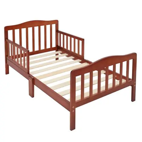 

Wooden Baby Toddler Bed Children Bedroom Furniture with Safety Guardrails Espresso Substitution code:56930381