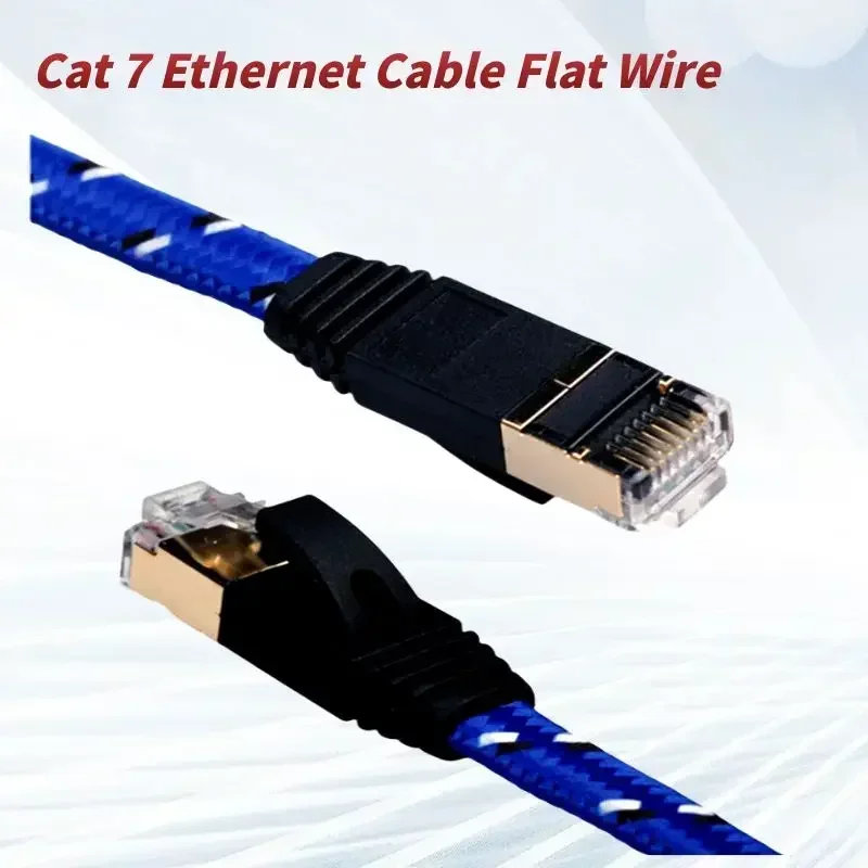 Płaski przewód UTP z oplotem Cat 7 Kabel Ethernet Złącze RJ45 Kabel sieciowy Cat7 Kable sieciowe 10G do routera modemu 1m 3m 5m 10m