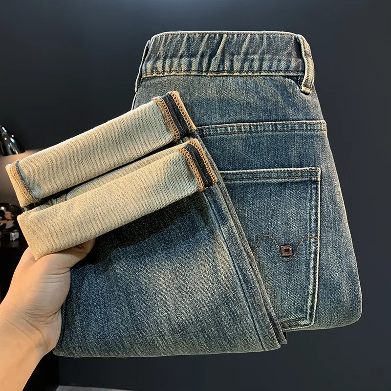 

Loose small straight leg jeans men's 2025 new autumn fashion brand Korean version elastic casual versatile high-end long pants