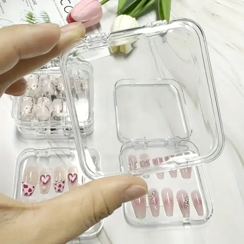 Press-on Nagel Aufbewahrungsbox Acryl Transparent Behälter Schmuck Ohrring Ringe Armband Boxen Nagel Display Verpackung Fall