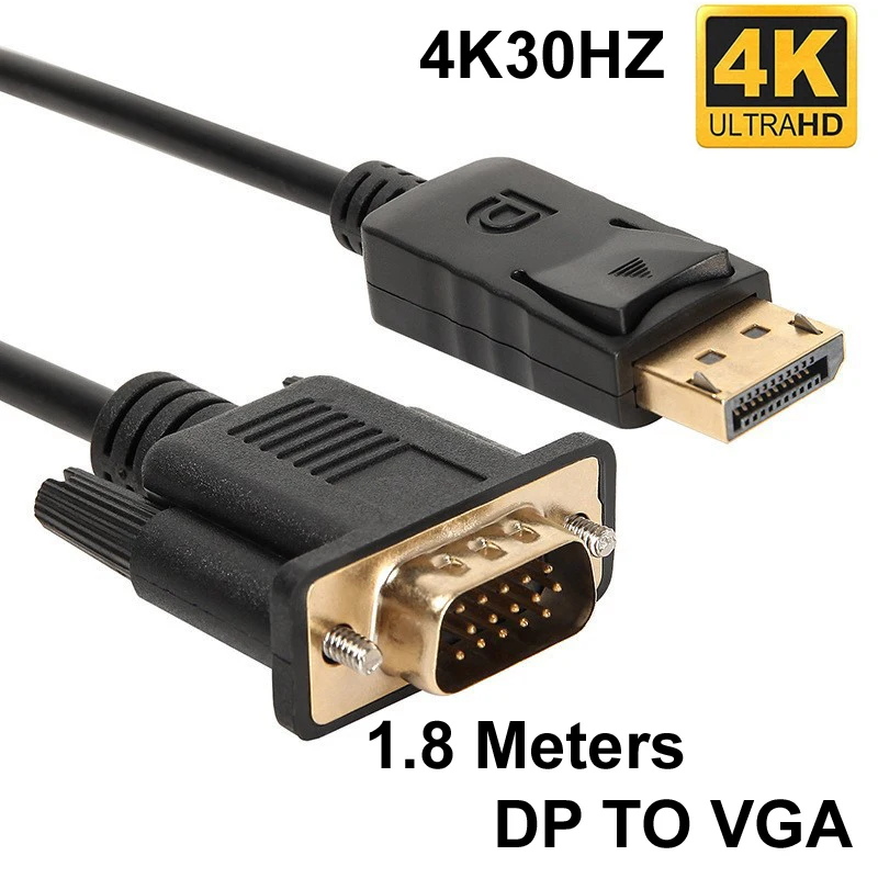 1.8M TYPE-C USB C do VGA HDMI DP 1080P DP 4K, aby konwerter VGA kabel Adapter do laptopa UHD zewnętrzny rzutnik 1.8m HD