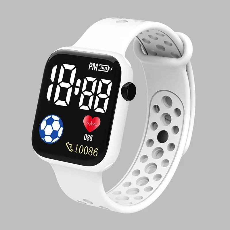 LED Digital Sports Watch para crianças, relógio de pulso de silicone para meninos e meninas, relógios eletrônicos casuais para crianças, futebol,