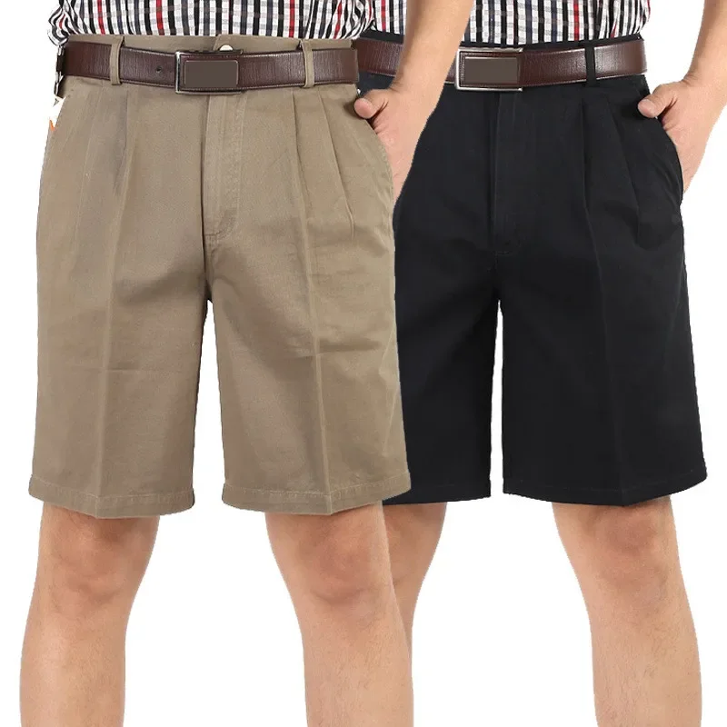 MRMT 2024 Brand New Summer Men's Cotton High Waist Loose Five-point Short Pants for Male Thin Middle-aged Casual Pants