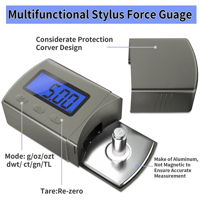 Mini Digital giradischi Stylus Force Gauge retroilluminazione LCD Blue LCD Digital Dynamomter per la lettura della cartuccia Phono del braccio