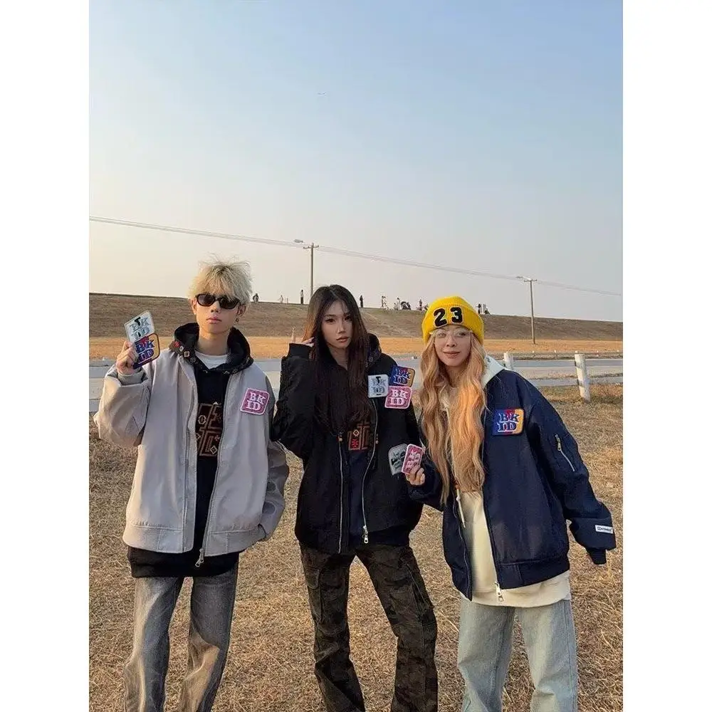 

Бейсбольный джат с вышивкой в стиле ретро, американский волшебный стиль, свободный крой, весна-осень, модный летный костюм для пары, пальто