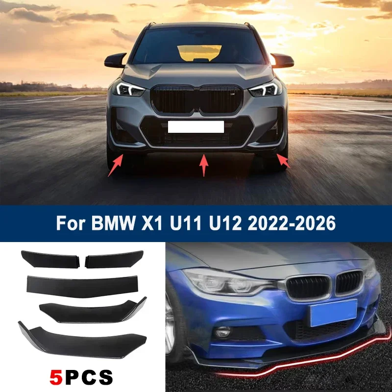 

Adjustable 5Pcs Sectional Front Spoiler Lip For BMW X1 U11 U12 2022-2026 Front Bumper Splitter Car Exterior Sport Body Kit