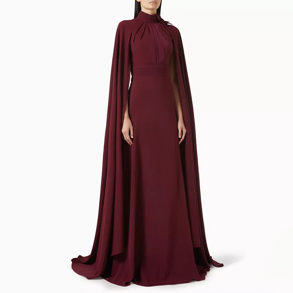 فساتين سهرة مخصصة بياقة عالية أنيقة للمناسبات الرسمية فساتين حفلات بأكمام طويلة جيرسي طول الأرض 2025 فساتين لحضور الحفلات الموسيقية #1