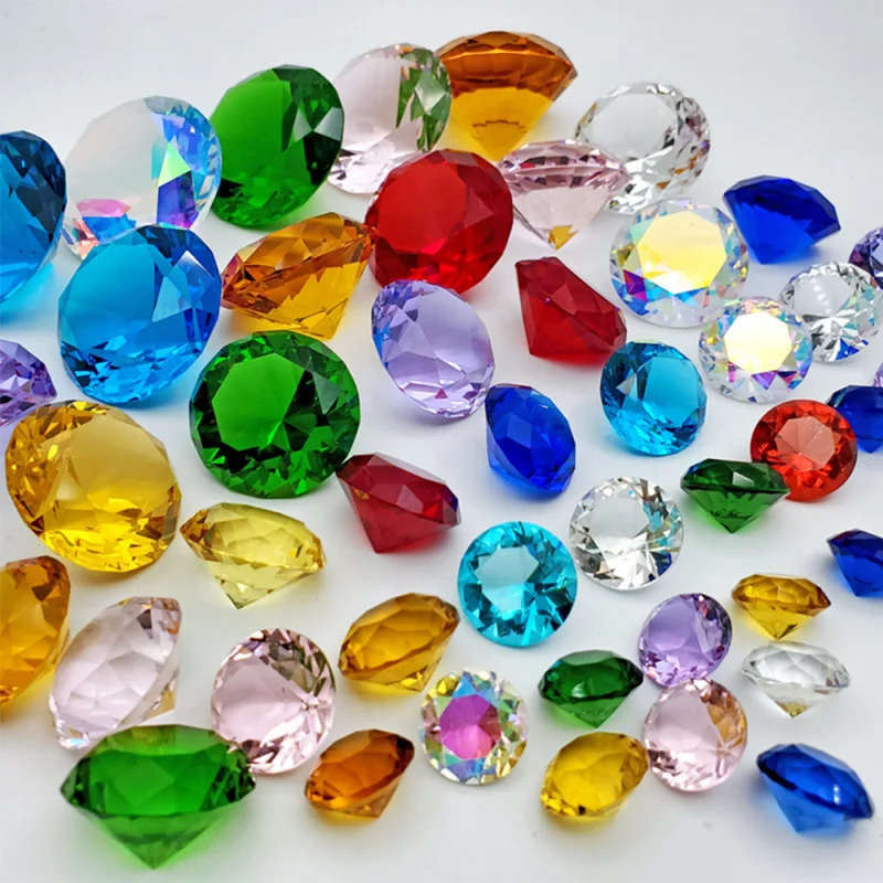 10 Colors Crystal Diamond Shaped Paperweight Decor Cut Glass Giant Gemstone Wedding Jewelry Christmas Ornament Gifts