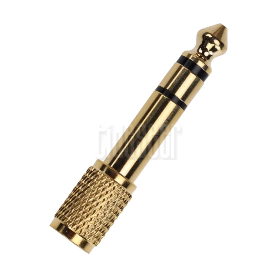 300pcs Gold 6.35mm Male To 3.5mm Female Plug Audio Cable Adapter Headphone Connector Speaker Amplifier Aux Converter