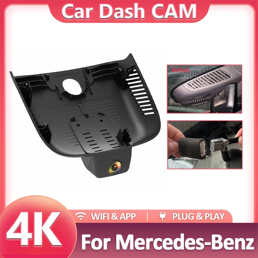 Plug and Play Dash Cam 4K UHD Car Video Recorder DVR Night Vision for Mercedes Benz A CLA W177 V177 C118 AMG A35 A45 CLA35 CLA45