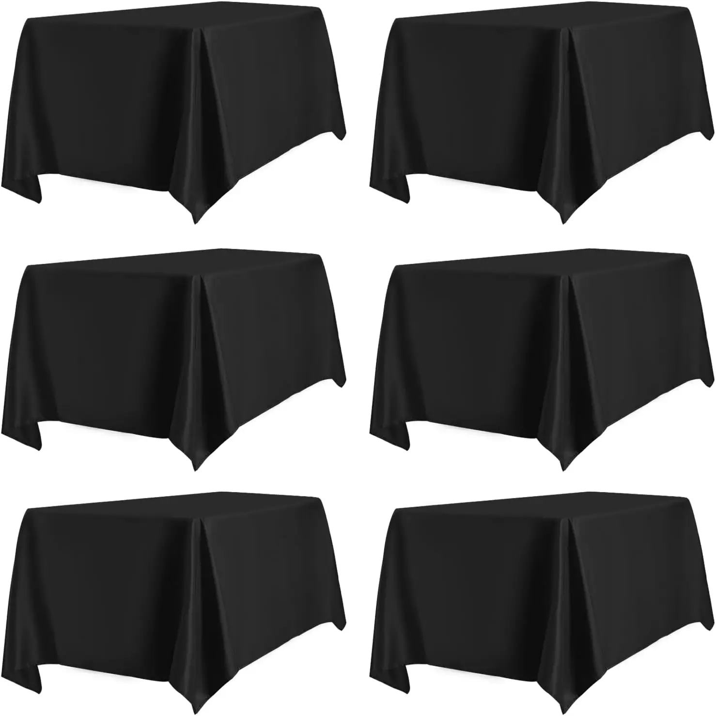 6 Pack Black Table Cloths 60 x 126 Inch, Stain and Wrinkle Resistant Table Linen for 6 Ft Rectangle Table,Polyester Table Covers