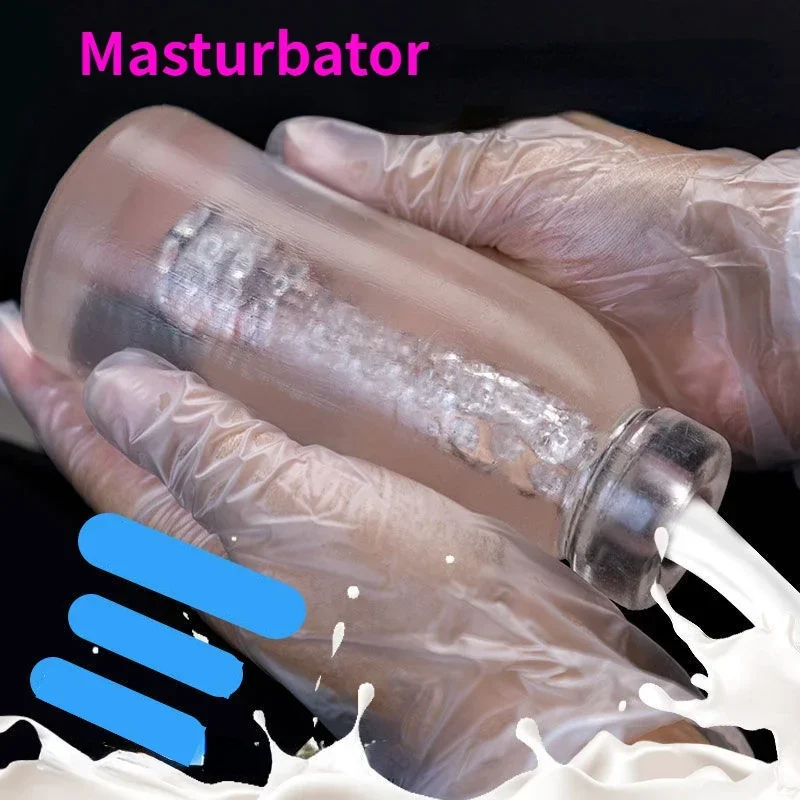 Men Silicone Masturbators Fake Milk Bottle Shape Manual Control Half Sex Doll Softness Self Service Adult Sex Toy Penis Exercise