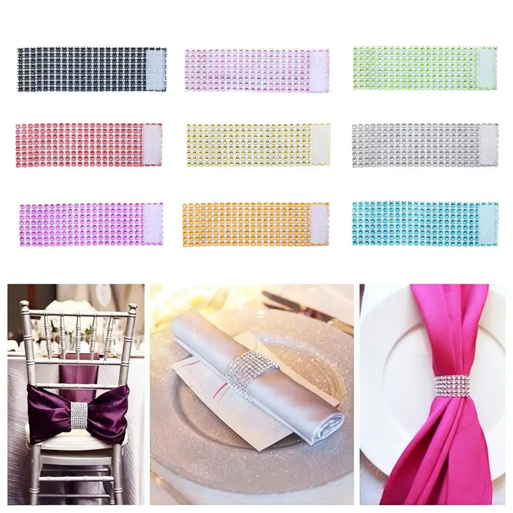 Anillos para servilletas, paquete a granel, elegantes anillos para servilletas con diamantes de imitación para decoración festiva de mesa, 100 Uds., sujetadores brillantes con diseño de 8 filas
