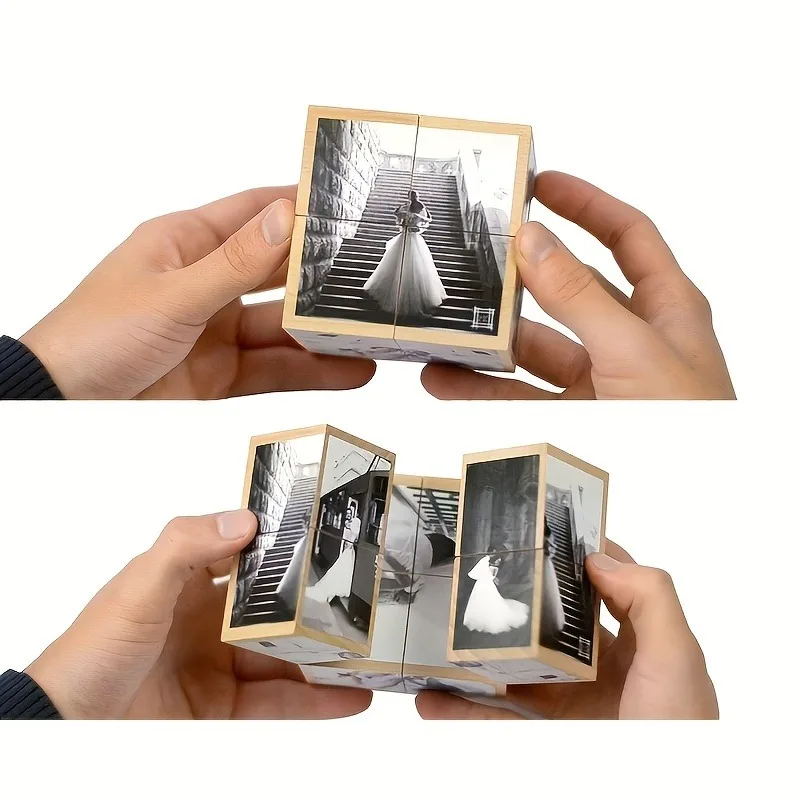 Magic Cube Photo Frame - DIY Handmade Wooden Craft for Home Decor Desk Display Birthday Anniversary Gifts Creative Puzzle Gift
