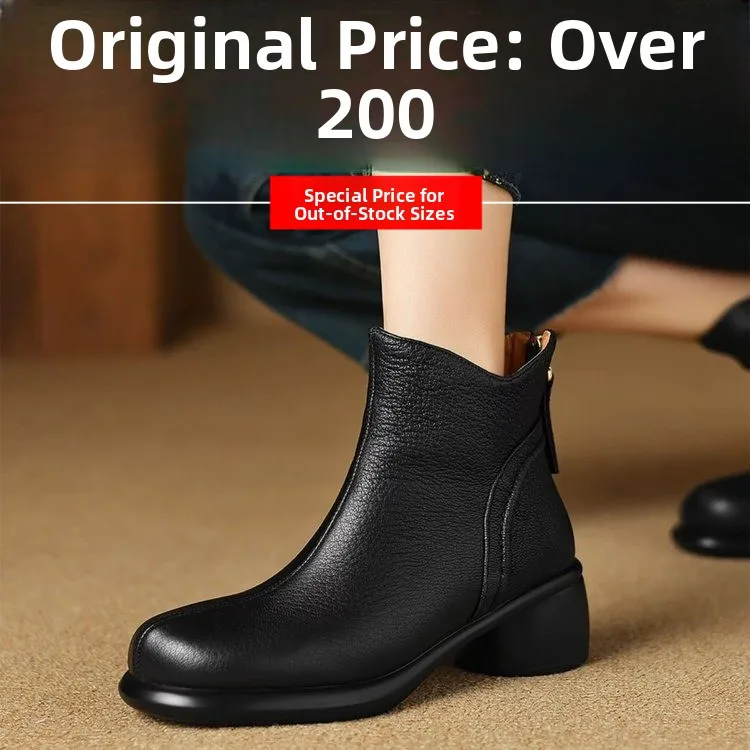 

Женские ботинки на флисовой подкладке с мягкой подошвой, на среднем каблуке, осенне-зимние модные ботинки в корейском стиле, короткие ботильоны с круглым носком