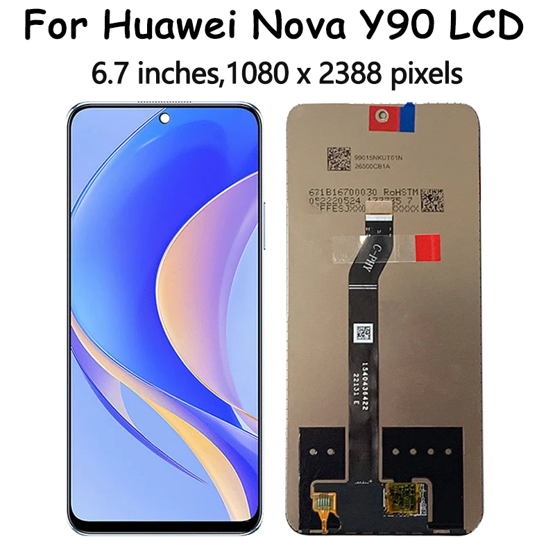 Tested New For Huawei Nova Y90 LCD CTR-LX2 Display Screen Frame+Touch Panel Digitizer Replacement Repair Spare Parts