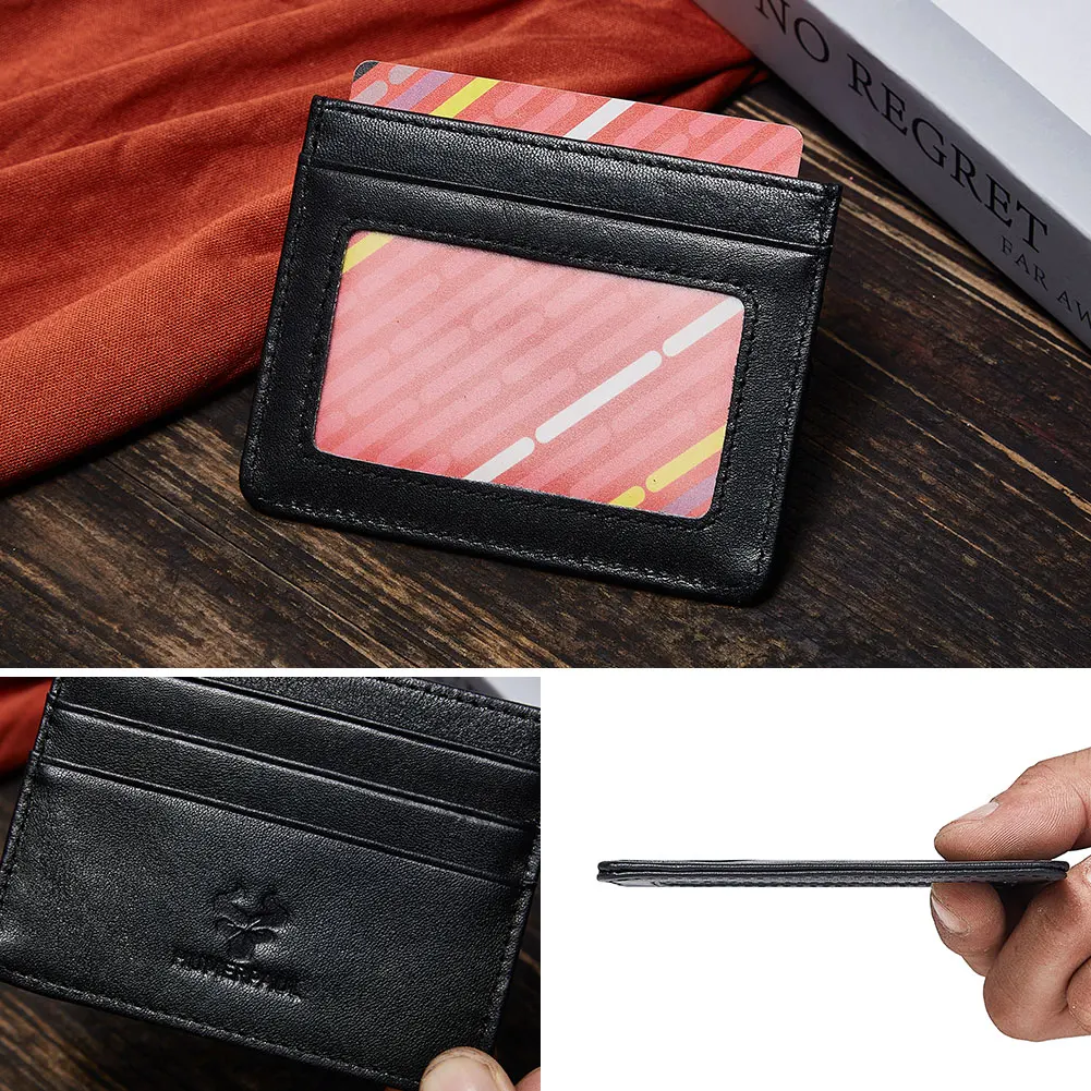 KAVIS Genuine Cow Leather Credit Card Wallet With Thin For Men High-capacity Card Slots Card Case ﻿Casual Exquisite Card Holder